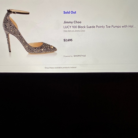 Jimmy Choo Lucy 100 Black Suede Pointy Toe Pumps With Halo Crystals US8.… - Picture 7 of 16